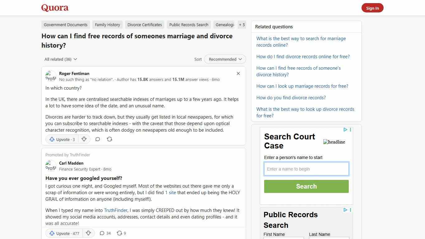 How to find free records of someones marriage and divorce history - Quora